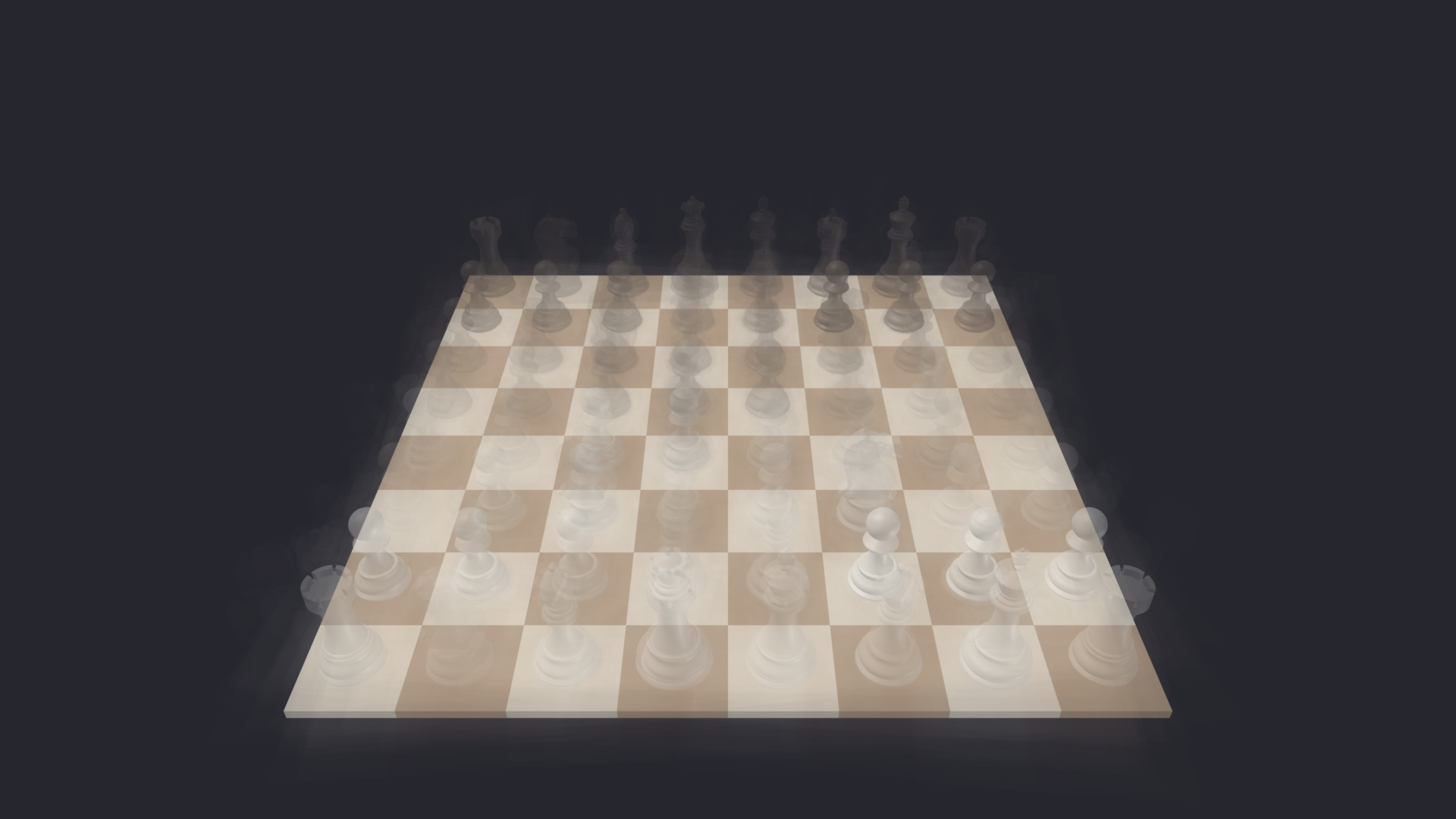 Pixel-average of 200 training images showing sharp board surface and ghost-like blurred pieces